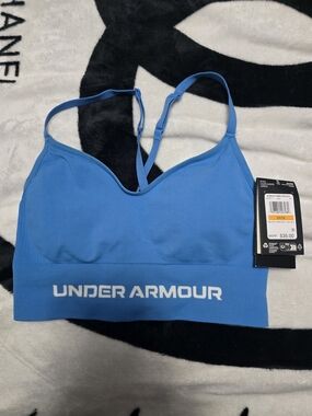 Under Armour Women’s Electric Blue Logo Seamless Sports Bra